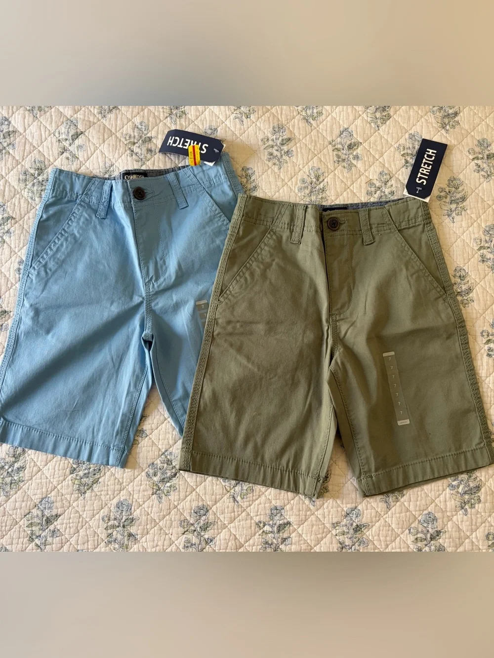 OshKosh B'gosh Light Blue & Olive Stretch Chino Shorts